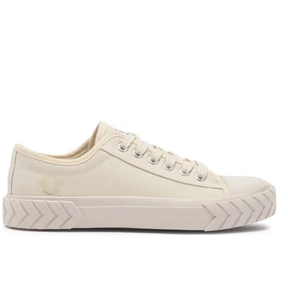 🆕TRUE RELIGION Jinny Beige Canvas Lace Up Sneakers - Picture 2 of 14